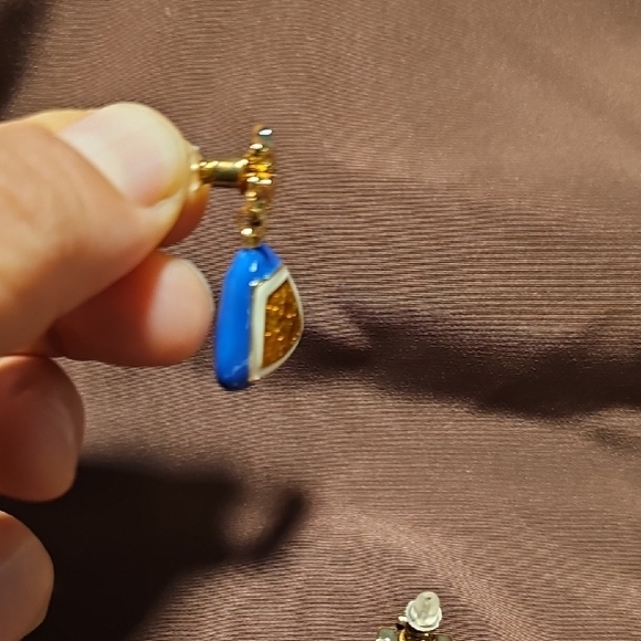 Tory Burch Blue and Gold Earrings - Picture 3 of 4